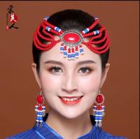 Chinese Minority Dance Performance Hair Accessories Mongolian Headwear Earrings Stage Women Folk