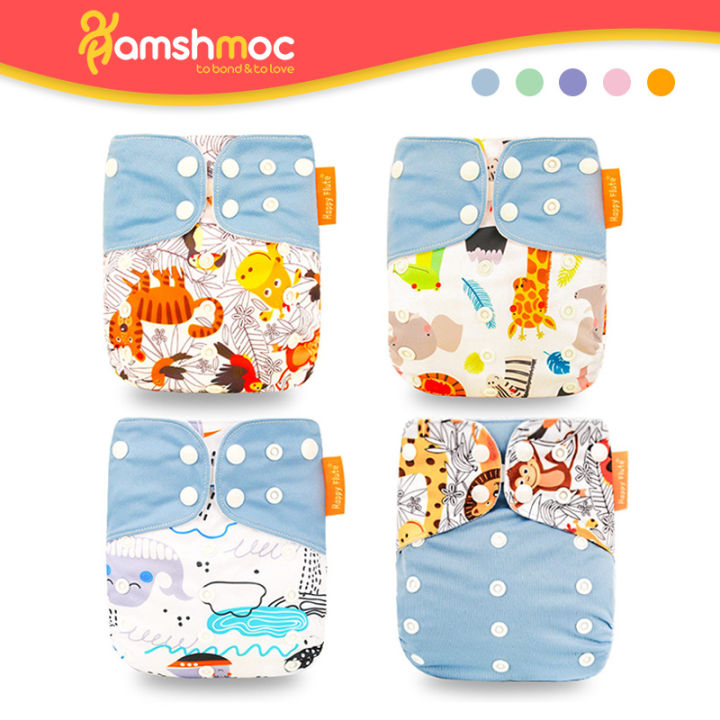 hamshmoc-ผ้าอ้อมเสื้อผ้าทารกกันน้ำสำหรับทารก3-15กก-ชุดชั้นในเด็กทารกนิ่มระบายอากาศได้ดีใช้ซ้ำได้กันรั่วซึม-celana-training-แรกเกิด4ชิ้น