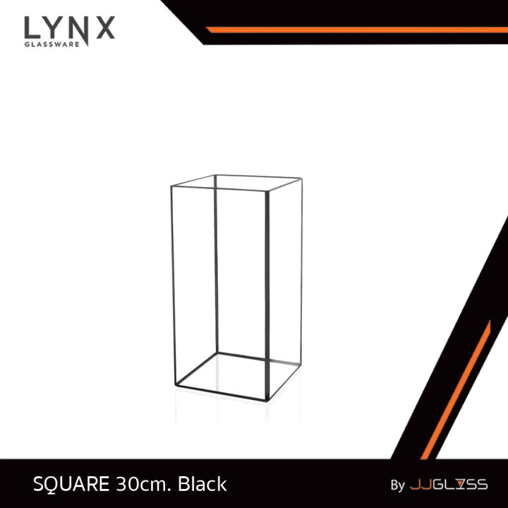 lynx-square-30cm-black-แจกันกระจก-แจกันสี่เหลี่ยม-ทรงเรขาคณิต-ตกแต่งบ้านสมัยใหม่และมีสไตล์-สูง-30-ซม-ไม่สามารถใส่น้ำได้