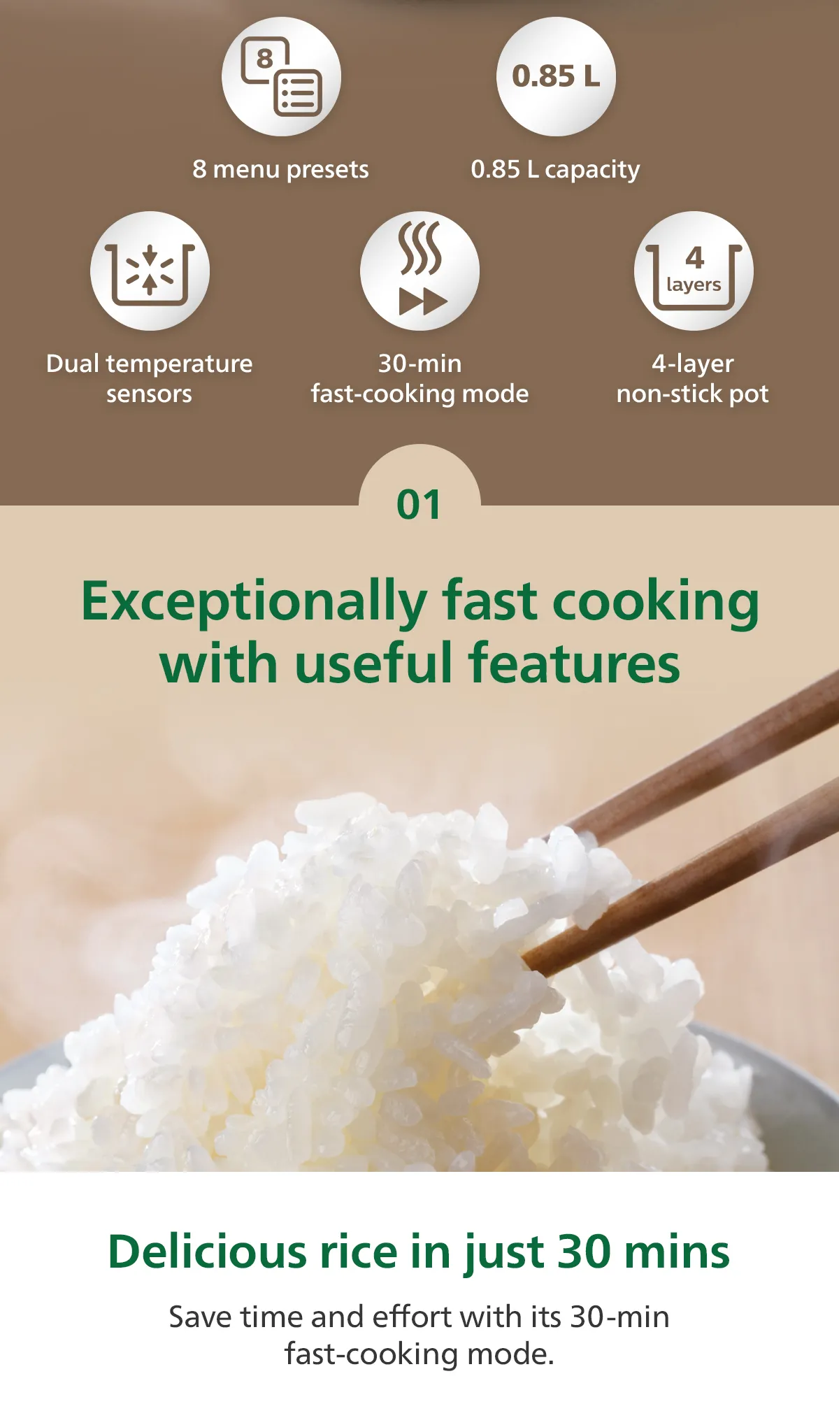 3000 SERIES MINI RICE COOKER 0.85L (HD3170/62) | TANGS Singapore 3000 SERIES MINI RICE COOKER 0.85L (HD3170/62) | TANGS Singapore