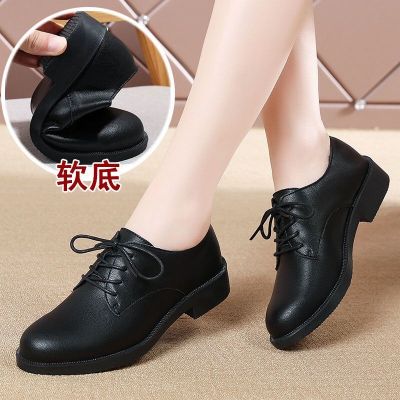 ☄❁✵ Dadonglaiqi genuine leather British style small leather shoes for women 2022 new versatile shoes thick heel lace round toe single shoes
