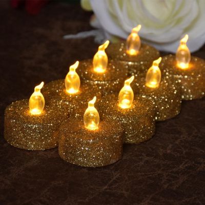 【CW】 12Pcs Without Smoke Cylindrical Scene Setting Props Festive Glowing Tea Wax Electronic Candle Lights for Wedding