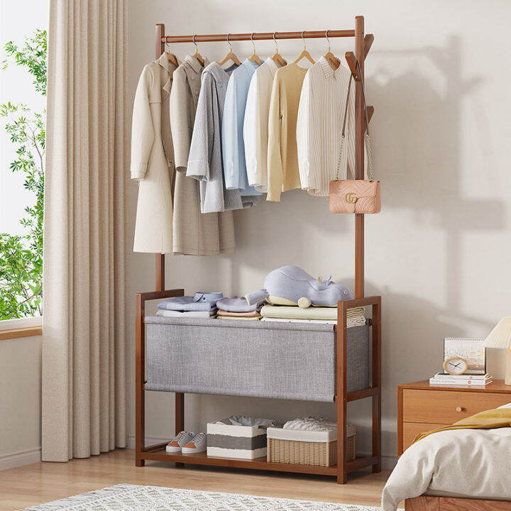 Simple Coat Rack Bamboo Simple Modern Bedroom Floor Clothes Rack Shoe