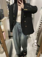 Uniqlo 2023 New Fashion version Ye Ge Bu Ye design gold button suit jacket for women 2023 early autumn new loose silhouette gun lapel top