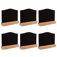 ❧ 6pcs Double-sided Mini Blackboard Wooden Message Board Decorative Chalkboard for Shop Bar Coffee House (Small Size Board with Ba)