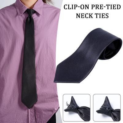 Black Tie For Men Adjustable Clip-On Pre-Tied Neck Business/Graduation Strap For Wedding//Formal T9S3