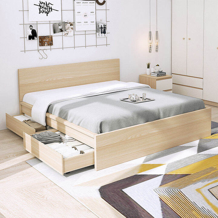 Modern Design MDF Board Bed with Storage Wooden Frame Full Queen King