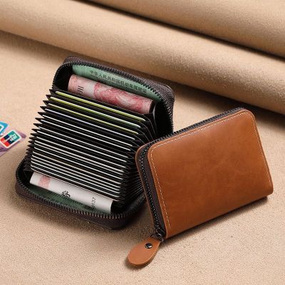 Slim Card Organizer Large Capacity ID Wallet Mens Card Wallet Compact Card Case Leather Card Holder