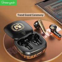 Greenyeah หูฟัง5.0ชุดหูฟังบลูทูธไร้สายตัดเสียงรบกวนอัจฉริยะ TWS,หูฟังไร้สายควบคุมด้วยระบบสัมผัสมีไมโครโฟนในตัว ENC ในหูฟังบลูทูธหูฟังเบสชุดหูฟังบลูทูธโปร่งใส