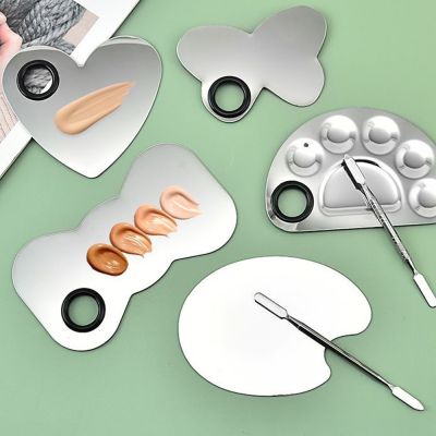 1 Set Acrylic Palette Spatula Kit Stainless Steel Mixing Gel Foundation Eye Shadow Stick Nail Art Makeup Cosmetic Manicure Tool