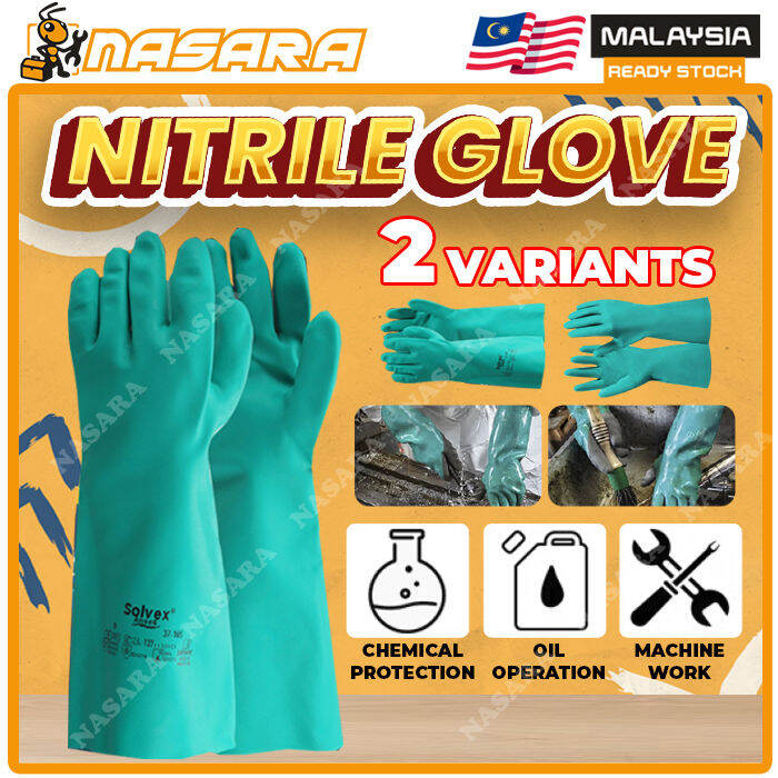 Nasara Rubberex Ansell Solvex Reusable Green Hand Gloves Oil