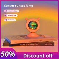 USB Mini Sunset Lamp LED DC 12V Animal Mini Ear Lamp Circular Bedroom Photography Projection Decorate Rainbow Atmosphere Light Night Lights