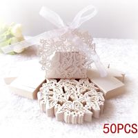 25/50pcs Laser Cut Butterfly Carriage Favor Gift Candy Box With Ribbon Packaging Box Baby Shower Wedding Party Favor Decoration Gift Wrapping  Bags