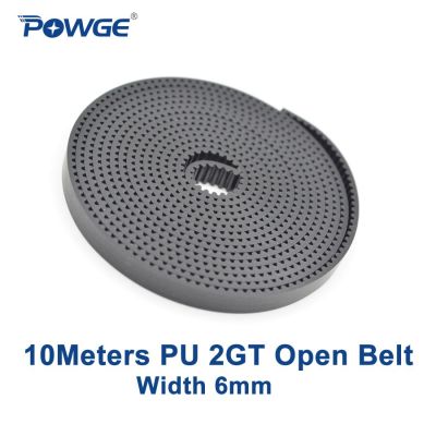 Powge Black 10เมตร2gt Pu เข็มขัดจับเวลาเปิด2gt-6กว้าง6มม. สายพานซิงโครนัส Gt2เหล็กโพลียูรีเทนเครื่องพิมพ์3d Backlash ทั้งหมด
