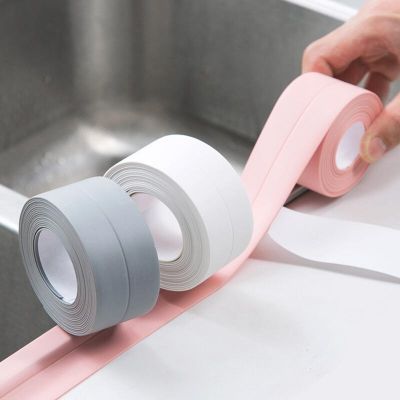 Wastafel Pancuran Mandi Pita Segel Strip Putih PVC Diri Perekat Tahan Air Stiker Dinding untuk Kamar Mandi Dapur Pita Dempul