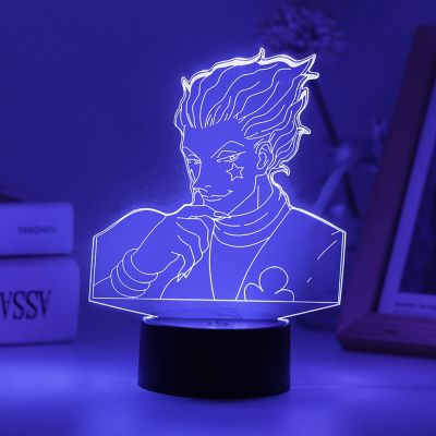 Anime 3D Led Night Light Kid Manga Attack Titan Sunset Lamp Hisoka Desk Decor Gift Base And Acrylic Board Are Sold Separately Night Lights