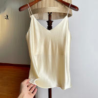 New High -End Mulberry Silk Camisole Integrated Bottom Bottoming Vest Sexy V -Neck Design Temperament Is Versatile Cool