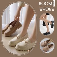 BOOM?รองเท้าคัชชูยางนิ่ม พื้นขอบหยัก ประดับคาดสีทอง 3 สี เบอร์ 36-40