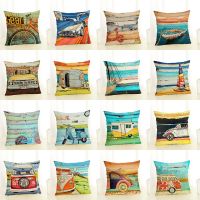 【CW】▣◕  Beach Cover Decoration Digital Printing Pillowcase Room Sofa Bedroom Bed Cushion 45x45cm