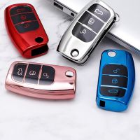 ♣ Soft TPU Car Remote Key Case Cover For Ford Fiesta Focus 2 3 Ecosport KUGA Escape Mondeo B-MAX C-MAX 3 Buttons Auto Accessories