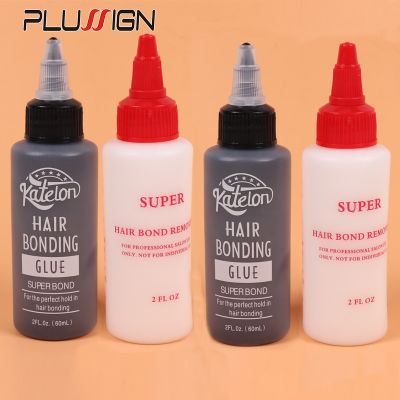Plussign Waterproof Adhesive Hair Bundle Glue Extension Supplies 2Fl.Oz. 60Ml Extra Strong Instant Glue And Hair Bond Remover Adhesives Tape