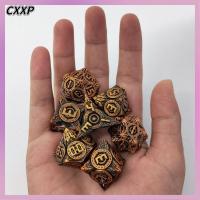 CXXP โลหะสำหรับตกแต่ง ชุดลูกเต๋าโลหะ Polyhedral มีสี ลูกเต๋าที่ผ่านไปมา ของใหม่ ชุดลูกเต๋า DND ปาร์ตี้งานปาร์ตี้