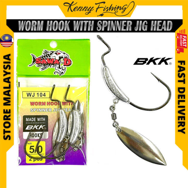 AWAD Worm Hook With Spinner Jig Head Hook WJ104 JigHead BKK Fishing