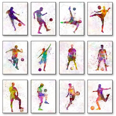 กีฬาผนังศิลปะ: บทคัดย่อสีน้ำนักฟุตบอลผ้าใบจิตรกรรมสำหรับบ้าน,คลับ,บาร์ตกแต่ง