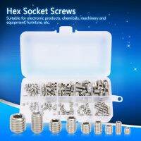 【Clearance Sale】200 ชิ้น Hex Grub สกรูซ็อกเก็ต Headless Assortment ชุดเครื่องสแตนเลส เครื่องมือ