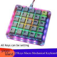 ♤ 25Keys Macro Keyboard Kit Programming QMK VIA Keypad RGB Backlight Hot Swap Mechanical Keyboard Setting gateron no keycap