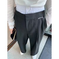 COD 1HNS Alexander Wang 2023 spring and summer new high waist stitching fake two-piece waist head design casual suit pants straight pants womens fashion all-match