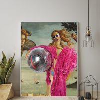 ▬▩♦ Disco Venus Botticellis Venus โปสเตอร์ Altered Art สีสัน Minimalist Wall Art ผสมผสานสนุกพิมพ์ห้องนั่งเล่นตกแต่งบ้าน