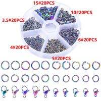 120pcs Mixed Rainbow Jump Rings And Lobster Clasp Hooks For Jewelry Making Necklace Earring celet Anklets Findings Components