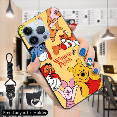 GGK เคสสำหรับ Apple iPhone 15 Pro Max 15 15 Pro แหวนใส่นิ้วหมีพูน่ารัก Edward Pooh Mr Sanders Winnie Pooh Piglet Eeyore นกฮูกกระต่ายเคสครอบโทรศัพท์ซิลิโคนนิ่ม