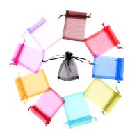 25/50pcs Organza Jewelry Tulle Drawstring Display Pouches Wedding