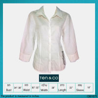 USED Ten &amp; Co. - Light Cream Shirt | เสื้อเชิ้ตสีครีม เสื้อคอปก แขนยาว ทำงาน ทรงใหญ่ สีพื้น แท้ มือสอง