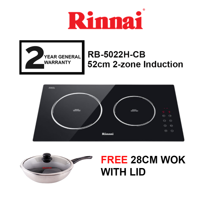 RINNAI 52cm 2zone Induction BuiltIn Electric Hob RB5022HCB (Schott