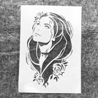 A4 29cm Rose Beautiful Long Hair Girl DIY Layering Stencils Wall Painting Scrapbook Coloring Embossing Album Decorative Template