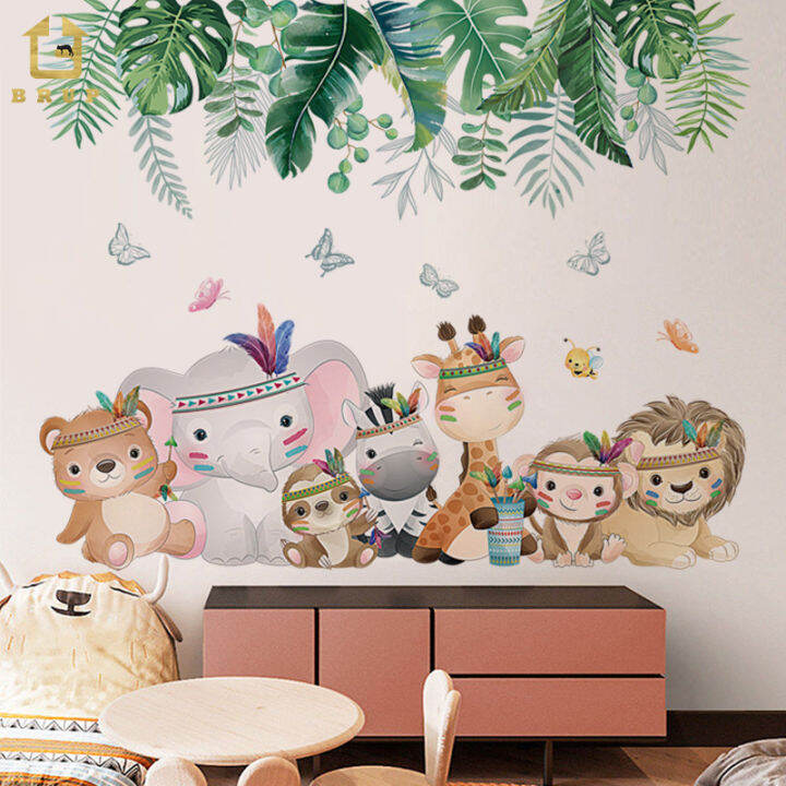 Cute Cartoon Lion Elephant Zebra Children Room Wall Stickers Bedroom