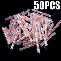 ┇ 50Pcs Red Heat Shrink Butt Wire Terminals 22-18AWG Waterproof Tinned Copper Solder Seal Connectors Kit 0.5-1.0mm2