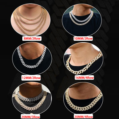20mm Miami Cuban Link Chain Necklaces For Mens Hip Hop Jewelry Copper Iced Out Cubic Zirconia Rapper Chain