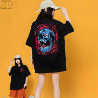 Vintage Skull Print Black Oversized Mens and Womens Cotton T-shirt