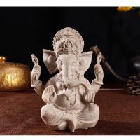 Vintage Sandstone Elephant Indian Ganesha Sculpture for Home Office Art Decorations