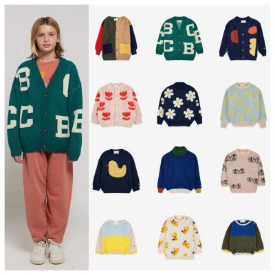 Kid AW23 Jumpers Cardigans Boys Girls Casual Color Matching Pullover Sweater Baby Cardigan Sweater Kids Knit Sweater