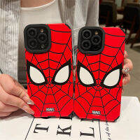 เคสโทรศัพท์หนังแฟชั่นลายมนุษย์แมงมุมสีแดงสุดสร้างสรรค์สำหรับ IPhone 11 12 13 14 Pro ฝาหลังสำหรับ IPhone 7 8 Plus SE 3 XR Xs Max เคสนิ่มซิลิโคนกันกระแทก