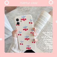 เคสโทรศัพท์มือถือนิ่ม ขอบตรง กันตก ลายเชอร์รี่น่ารัก เรียบง่าย สําหรับ Apple iPhone 11ProMax 12 mini 678 Plus XR