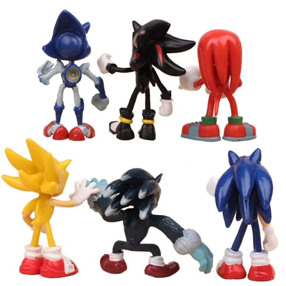 Super Sound Sonic Movie Game Bonecas para Crianças, PVC Figura Modelo Toy,  Shadow Hedgehog, Presente de Aniversário, 6Pcs por Conjunto