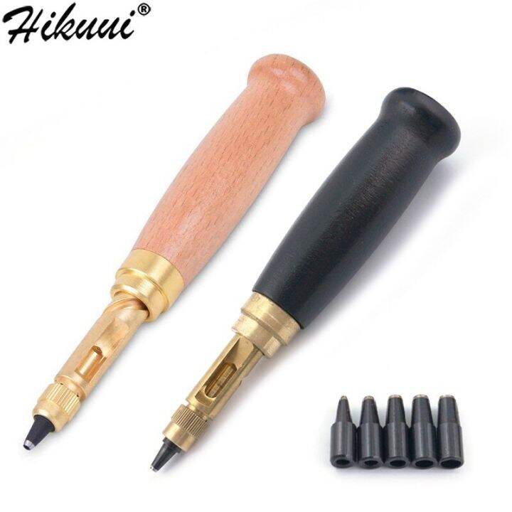 6 Tips Screw Hole Punch Japanese Auto Bookbinding Drill 1.54mm Puncher For Leathercraft Belt