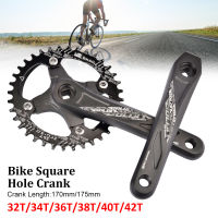 [จัดส่งฟรี] จักรยาน Square Hole Crankset 64/104BCD Mountain Bike Crank Sprocket 170/175Mm อลูมิเนียม Crank แคบกว้าง Chainring