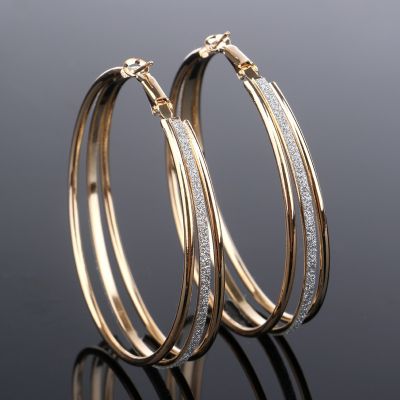 【YP】 1Pair Classic Round Big Hoop Earring Gothic Punk Large Size Earrings for Fashion Jewelry